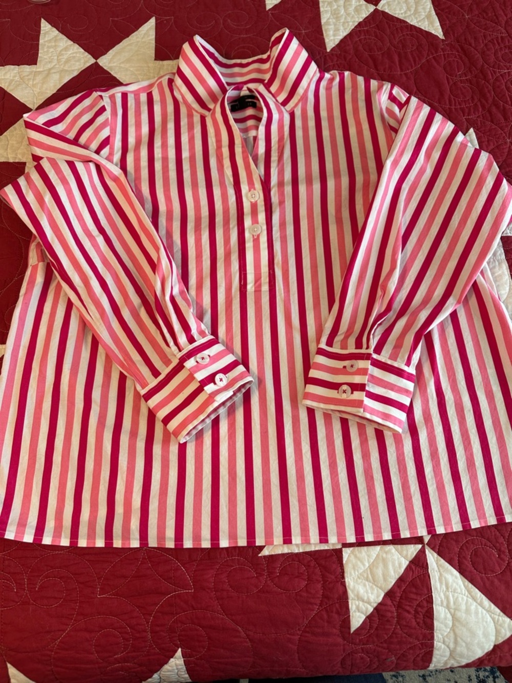 Talbots Pink and White Striped Collared Shirt